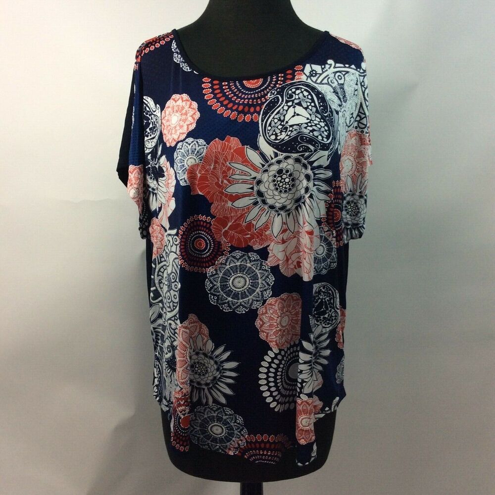 Surfer Line  3XL Blouse Red White Blue Floral